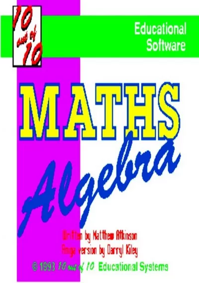 ROM Cover: 10 Out Of 10 - Maths Algebra_Disk2